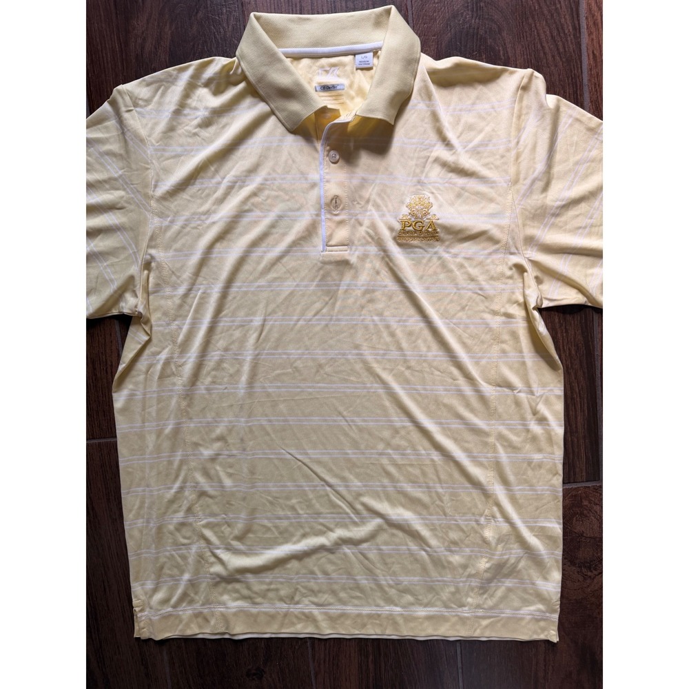 Cutter & Buck Mens‎ Yellow 2015 PGA Championship Whistling Straits Polo Shirt LG